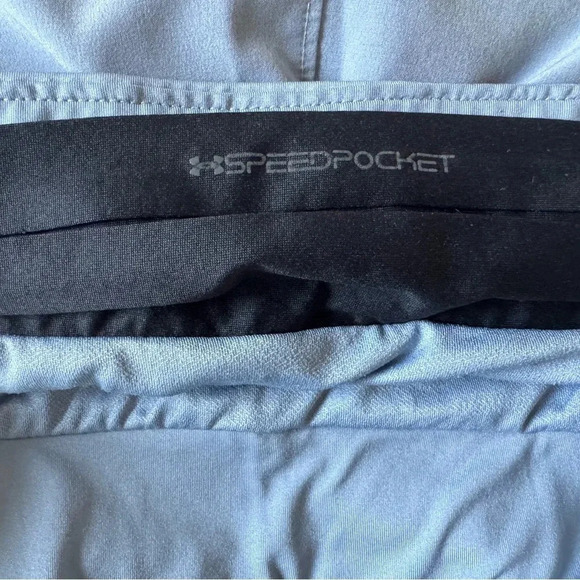 Under Armour Men SpeedPocket Lined Running Shorts Light Blue  Size Large - Picture 5 of 8